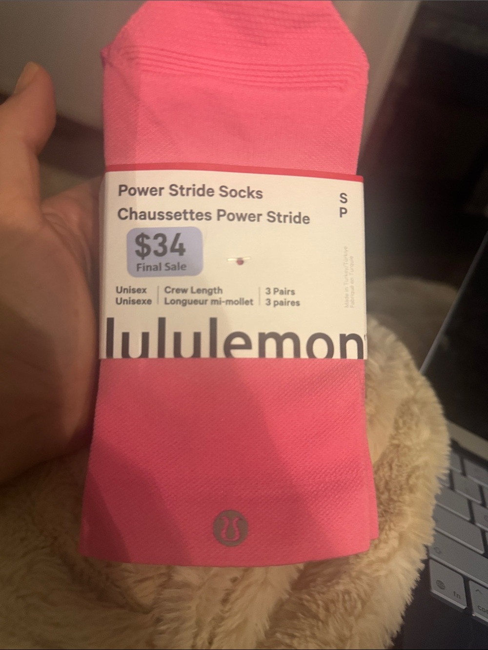 lululemon athletica Power Stride Crew Socks - Bright Pink